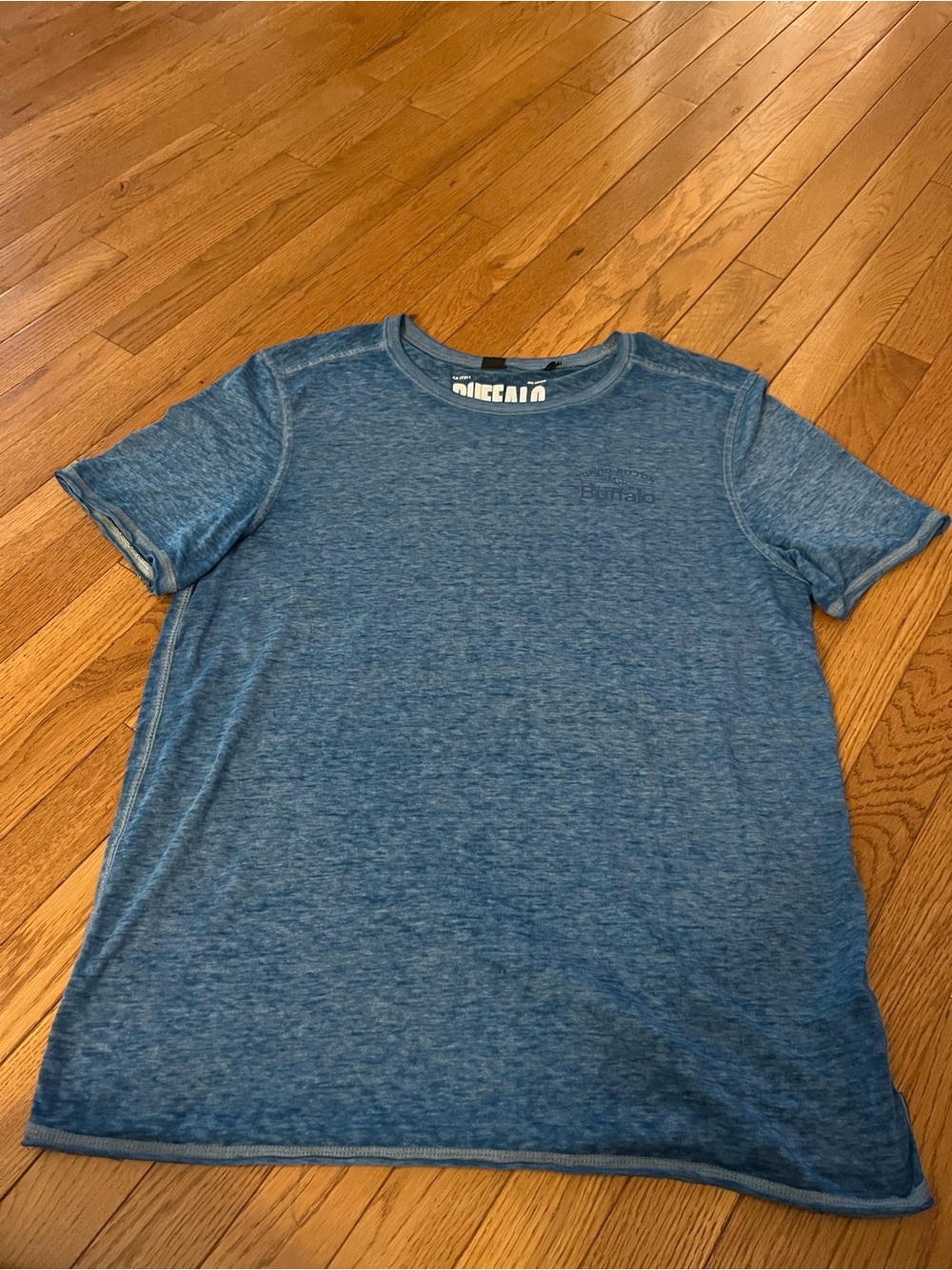 Buffalo David Bitton Blue Heather Short-Sleeve Crew Tee size LARGE